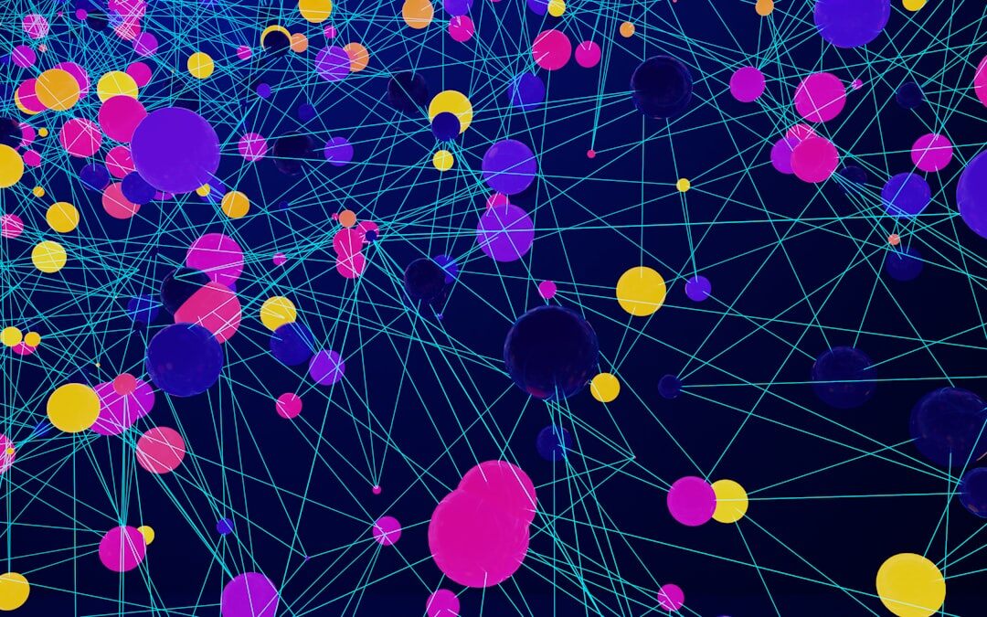 Abstract AI neural network visualization with glowing nodes